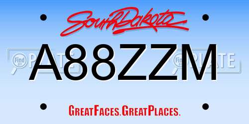 A88ZZM South Dakota License Plate