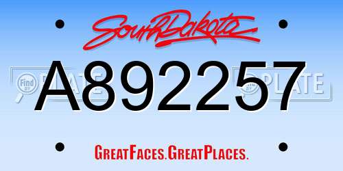 A892257 South Dakota License Plate