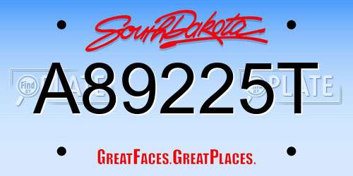 A89225T South Dakota License Plate