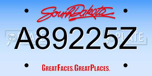 A89225Z South Dakota License Plate