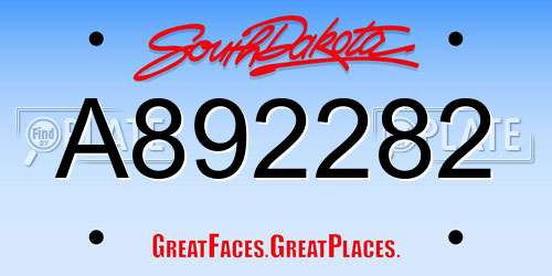 A892282 South Dakota License Plate