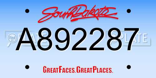A892287 South Dakota License Plate