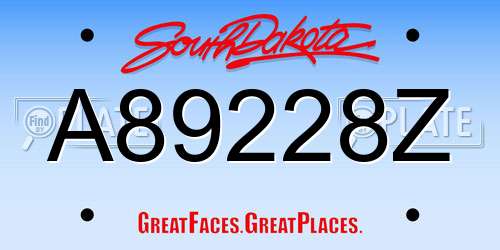 A89228Z South Dakota License Plate
