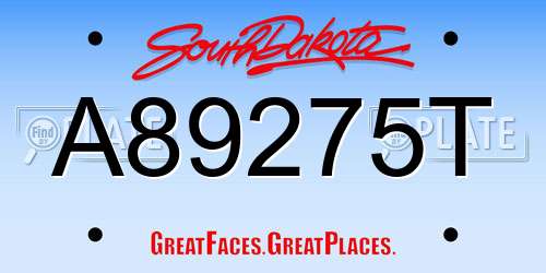 A89275T South Dakota License Plate
