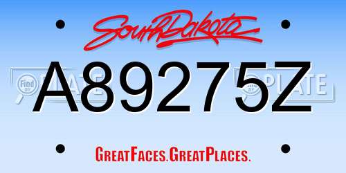 A89275Z South Dakota License Plate