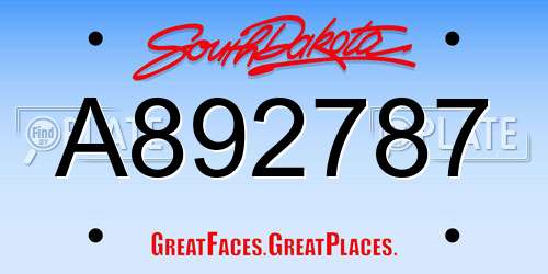 A892787 South Dakota License Plate