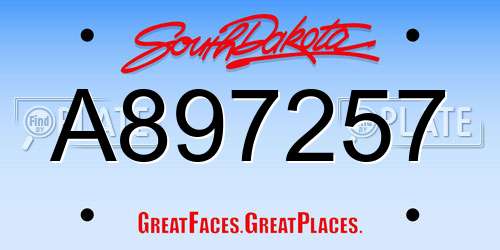 A897257 South Dakota License Plate