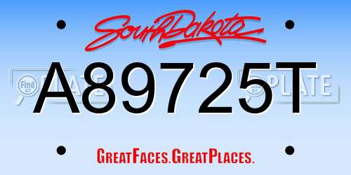 A89725T South Dakota License Plate