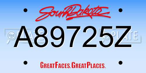 A89725Z South Dakota License Plate