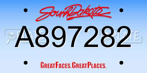 A897282 South Dakota License Plate