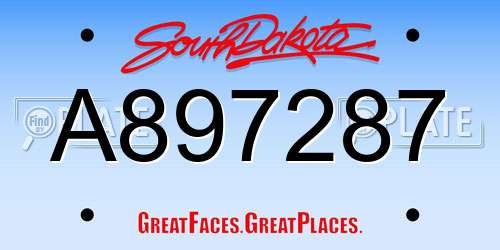 A897287 South Dakota License Plate