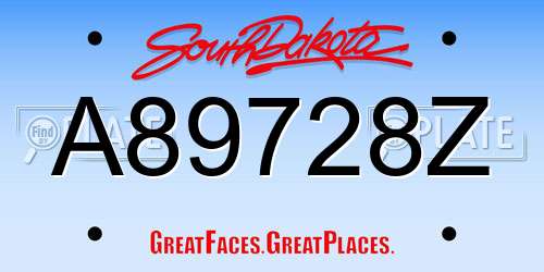 A89728Z South Dakota License Plate