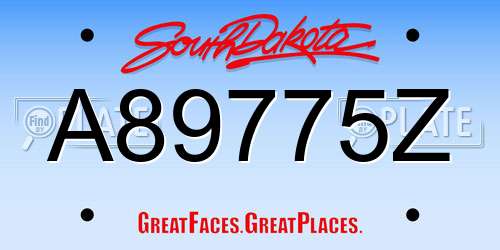 A89775Z South Dakota License Plate