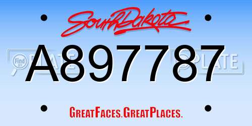 A897787 South Dakota License Plate