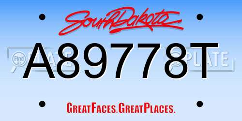 A89778T South Dakota License Plate