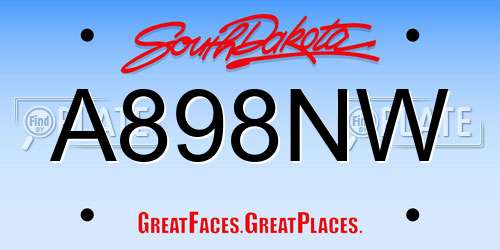A898NW South Dakota License Plate