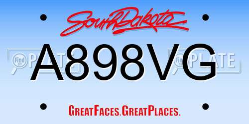 A898VG South Dakota License Plate