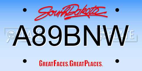A89BNW South Dakota License Plate