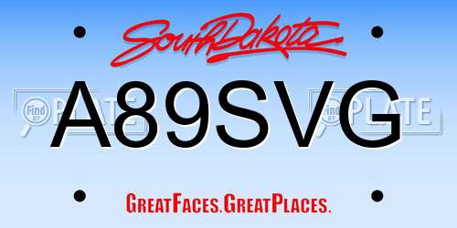 A89SVG South Dakota License Plate