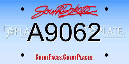 A9062 South Dakota License Plate