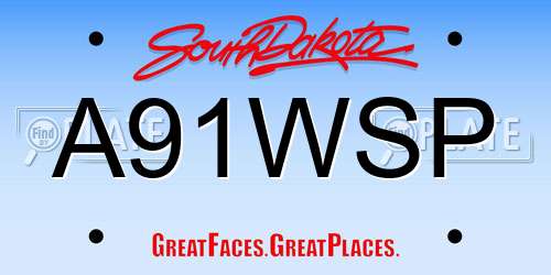A91WSP South Dakota License Plate