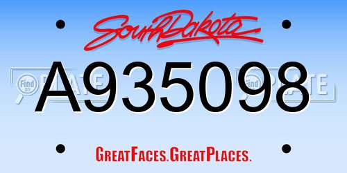 A935098 South Dakota License Plate