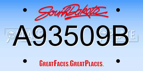 A93509B South Dakota License Plate
