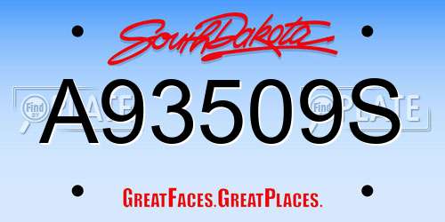 A93509S South Dakota License Plate