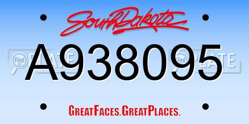 A938095 South Dakota License Plate