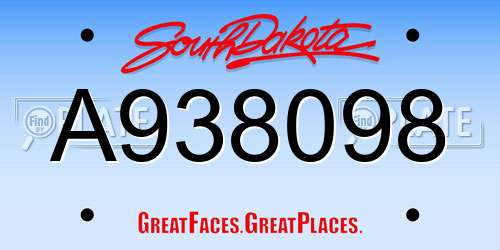 A938098 South Dakota License Plate