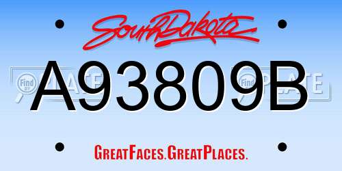 A93809B South Dakota License Plate