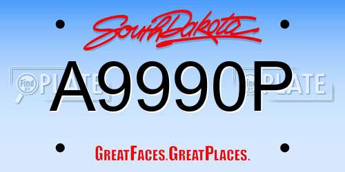 A9990P South Dakota License Plate