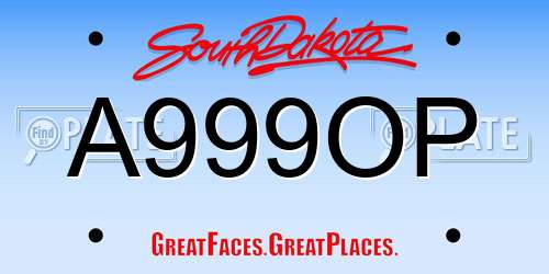 A999OP South Dakota License Plate