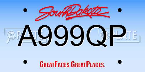 A999QP South Dakota License Plate