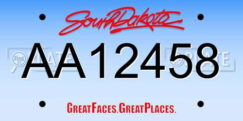 AA12458 South Dakota License Plate