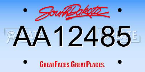 AA12485 South Dakota License Plate