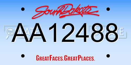AA12488 South Dakota License Plate