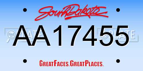 AA17455 South Dakota License Plate
