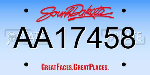 AA17458 South Dakota License Plate
