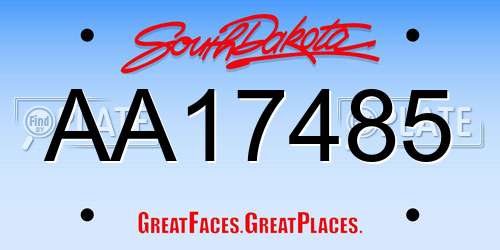 AA17485 South Dakota License Plate