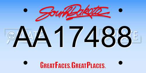 AA17488 South Dakota License Plate