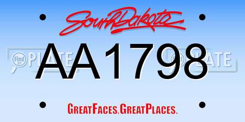 AA1798 South Dakota License Plate