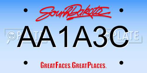 AA1A3C South Dakota License Plate