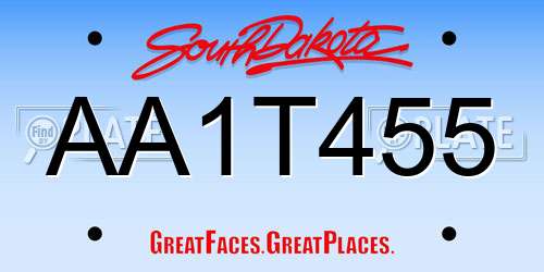 AA1T455 South Dakota License Plate