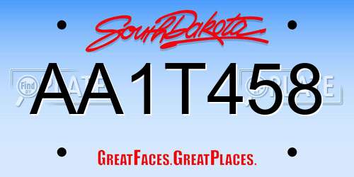 AA1T458 South Dakota License Plate