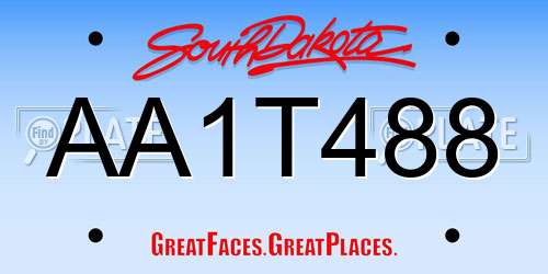 AA1T488 South Dakota License Plate