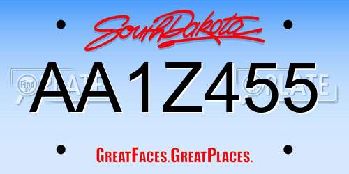 AA1Z455 South Dakota License Plate