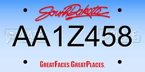 AA1Z458 South Dakota License Plate