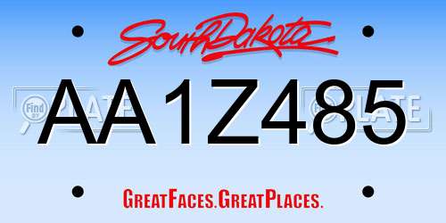 AA1Z485 South Dakota License Plate
