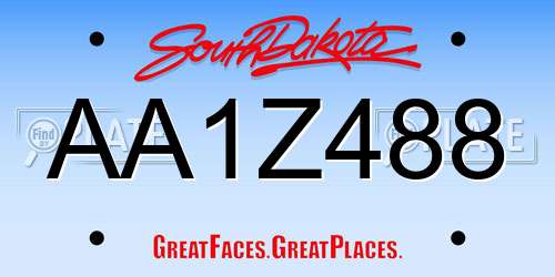 AA1Z488 South Dakota License Plate